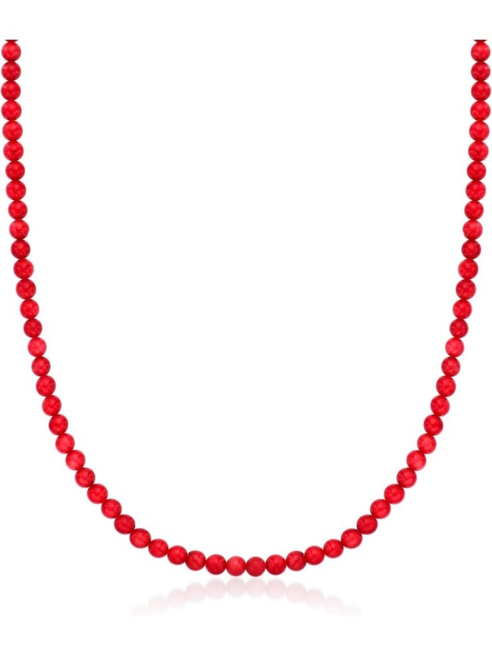 Elegant Red Coral Bead Necklace 5-5.5mm with 18kt Gold Over Sterling, 18